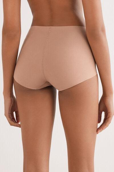 Beige High-Waisted Cotton Briefs, Medium Beige, large image number 3