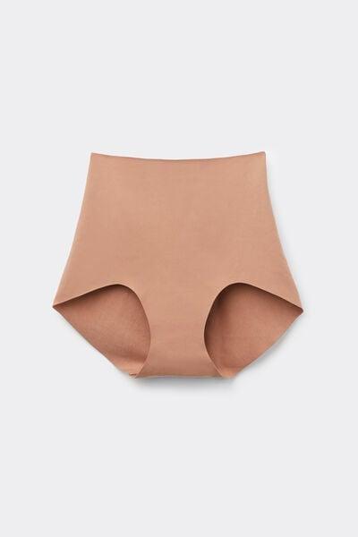 Beige High-Waisted Cotton Briefs, Medium Beige, large image number 3