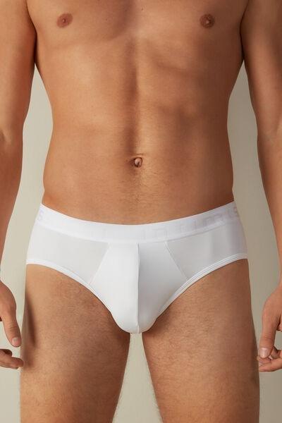 White Microfiber Briefs Detail, , large image number 0