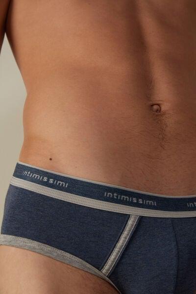 سروال قصير سوبيما سترتش من القطن مع ت"اصيل الشعار مزيج أزرق جينز / رمادي "اتح   ، رجالي, Denim Blue Blend/light Grey Blend, large image number 6