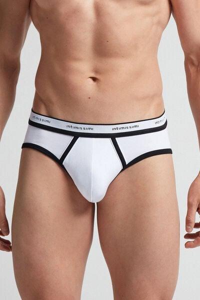 White Stretch Cotton Briefs, 5601_143I, large image number 0