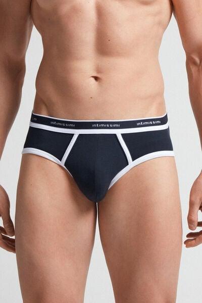 Blue Stretch Briefs, Midnight Blue/white, large image number 0