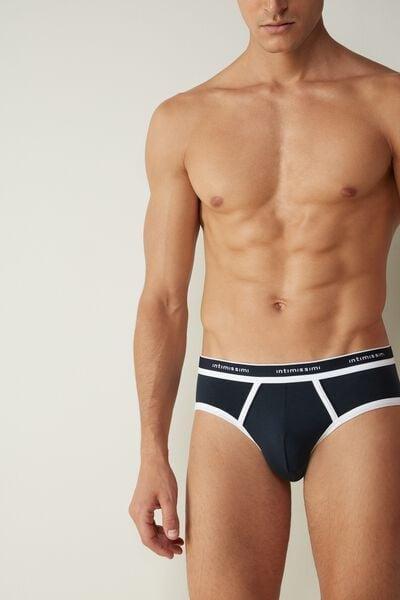 Blue Stretch Briefs, Midnight Blue/white, large image number 1