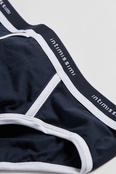 Blue Stretch Briefs, Midnight Blue/white, large image number 5