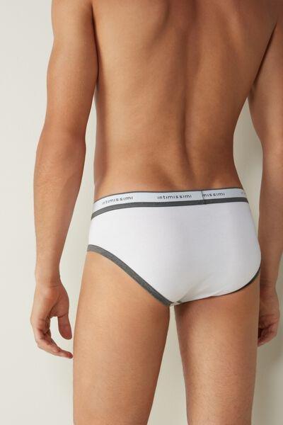 White Stretch Supima Cotton Briefs, White/graphite Blend, large image number 2