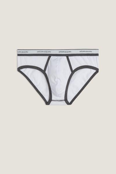 White Stretch Supima Cotton Briefs, White/graphite Blend, large image number 4