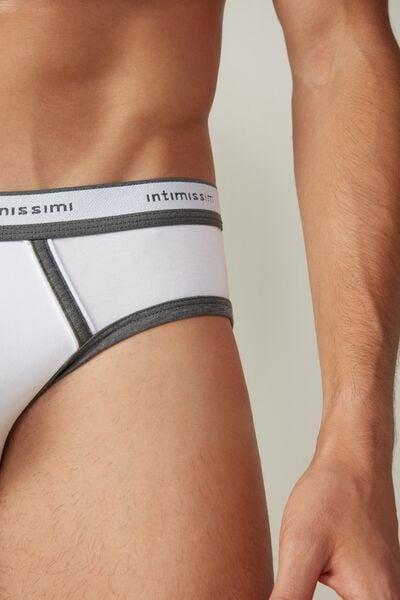 White Stretch Supima Cotton Briefs, White/graphite Blend, large image number 6