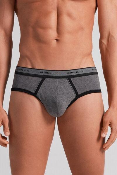 Grey Stretch Cotton Briefs, , large image number 0