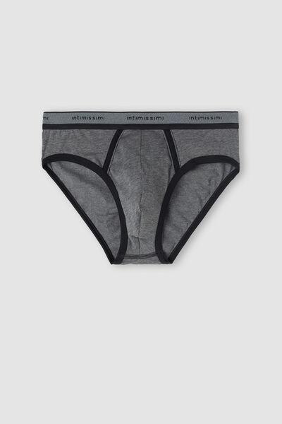 Grey Stretch Cotton Briefs, , large image number 2