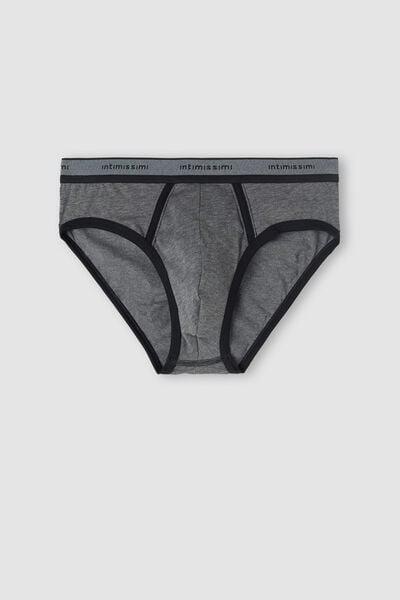Grey Stretch Cotton Briefs, Graphite Grey Blend/black, large image number 2