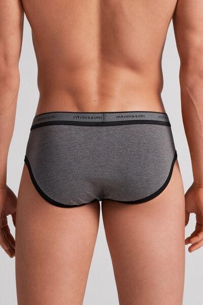 Grey Stretch Cotton Briefs, , large image number 3