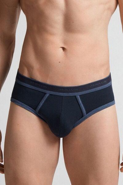 Navy Stretch Cotton Briefs, 5601_844I, large image number 1
