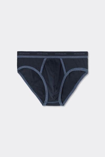 Navy Stretch Cotton Briefs, 5601_844I, large image number 3