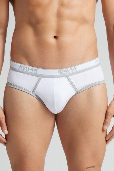 Grey / White Embroidered Superior Cotton Briefs, 5601_709J, large image number 1