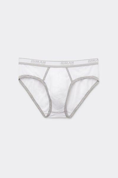 Grey / White Embroidered Superior Cotton Briefs, 5601_709J, large image number 3