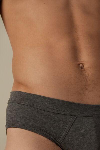 Grey Elasticated Supima Cotton Briefs, Graphite Grey Blend, large image number 6