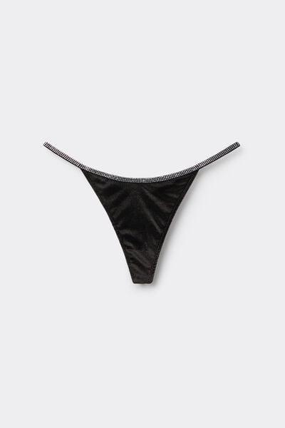 Black Girls Wanna Glisten 80S-Style Strappy Thong, Black, large image number 3