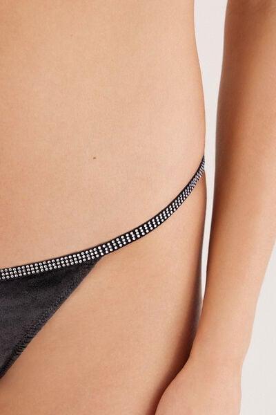 Black Girls Wanna Glisten 80S-Style Strappy Thong, Black, large image number 5
