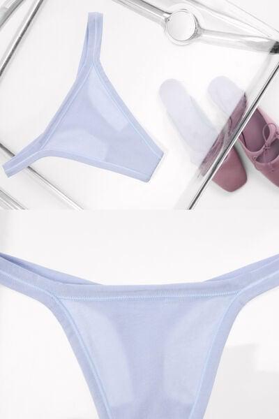 Blue Ultralight Cotton Side Straps Thong, 5601_064K, large image number 0