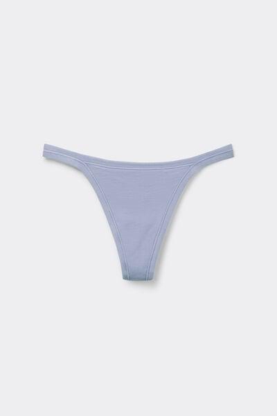 Blue Ultralight Cotton Side Straps Thong, 5601_064K, large image number 3