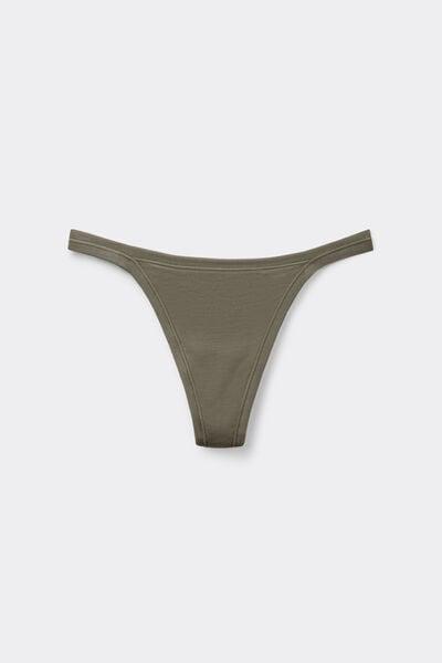 Green Ultralight Cotton Side Straps Thong, 5601_660J, large image number 3
