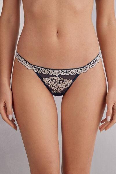 Blue Pretty Flowers Thong, , large image number 0