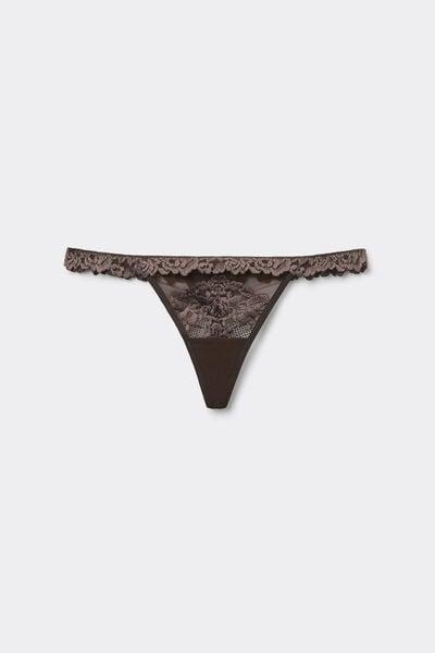 Brown Pretty Flowers Side Straps Thong, 5601_705J, large image number 3