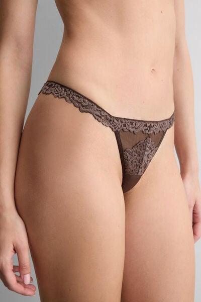 Brown Pretty Flowers Side Straps Thong, 5601_705J, large image number 5