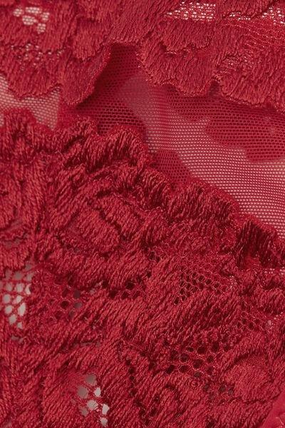 Red Pretty Flowers Side Straps Thong, Wax Red, large image number 4