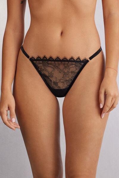 Black Side Straps Intriguing Beauty Thong, Black, large image number 0