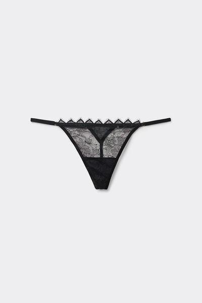 Black Side Straps Intriguing Beauty Thong, Black, large image number 4