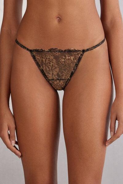 Brown Animal Print Thong, , large image number 0