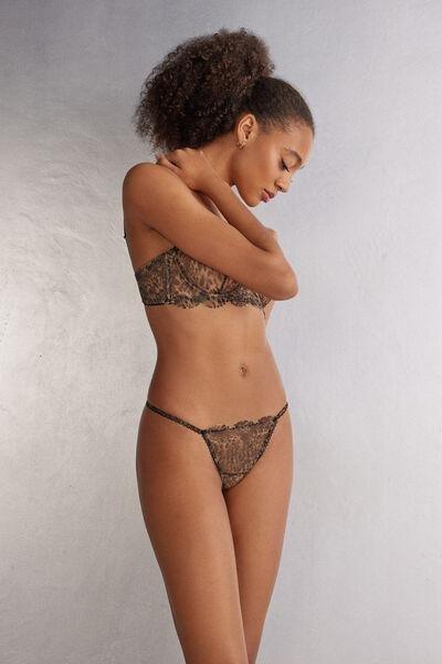 Brown Animal Print Thong, , large image number 1