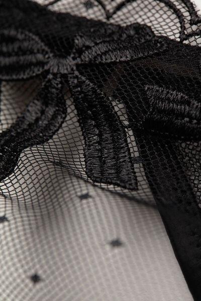 Black Frou Frou Romance String-Thong, Black, large image number 4