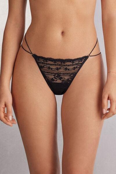 Black Sleepless Nights String-Tanga Thong, Black, large image number 0