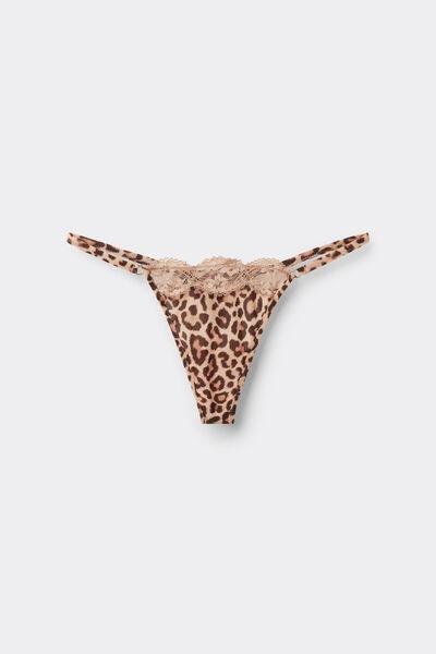 Beige Animal Print Pretty Savage Thong, , large image number 2