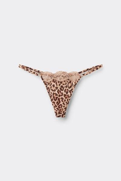 Beige Animal Print Pretty Savage Thong, 5601_938J, large image number 3