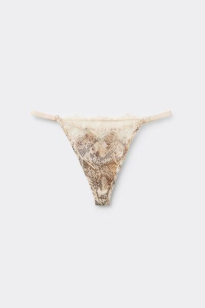 Beige Seductive Glamour Animal Print String Thong, 5601_942J, large image number 2