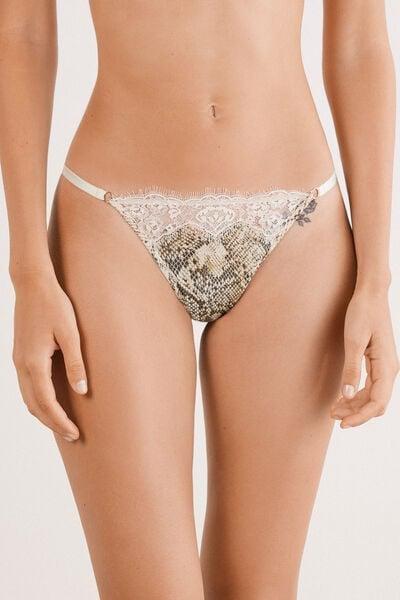 Beige Seductive Glamour Animal Print String Thong, 5601_942J, large image number 3