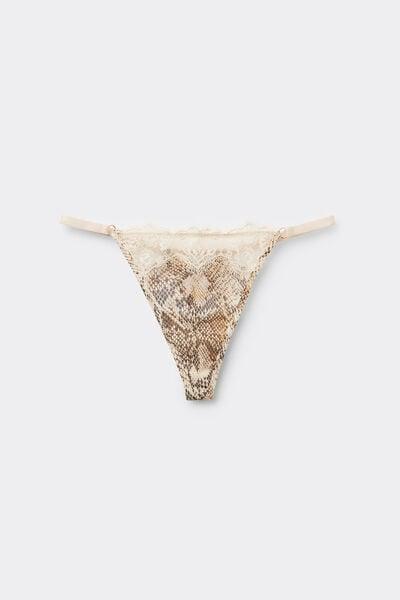 Beige Seductive Glamour Animal Print String Thong, 5601_942J, large image number 5
