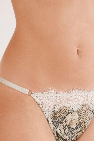 Beige Seductive Glamour Animal Print String Thong, 5601_942J, large image number 7