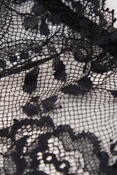 Black La Vie En Rose Side Strap Lace Thong, Black, large image number 4