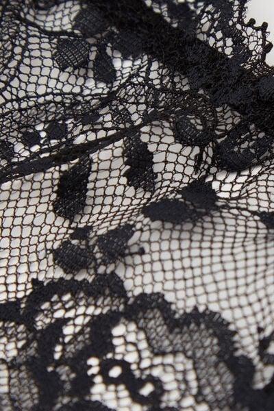 Black La Vie En Rose Side Strap Lace Thong, Black, large image number 4