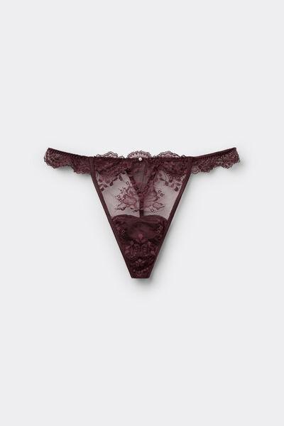 Burgundy La Vie En Rose Side-Strap Lace Thong, 5601_028K, large image number 5