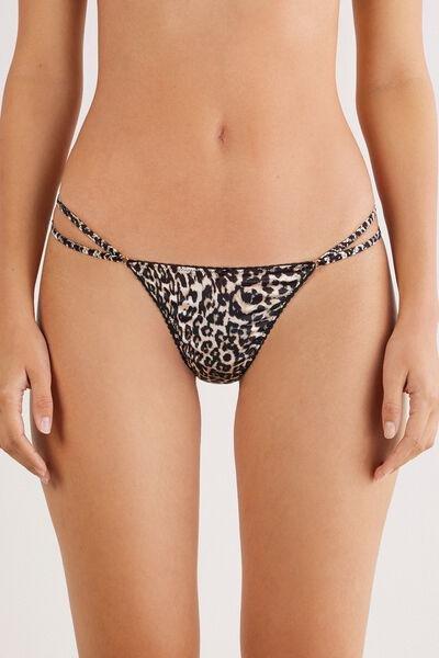 Beige A Moment Of Glamour Animal Print Thong, 5601_029K, large image number 0