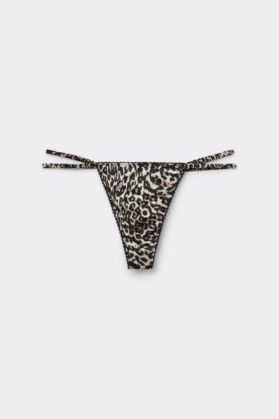Beige A Moment Of Glamour Animal Print Thong, 5601_029K, large image number 2