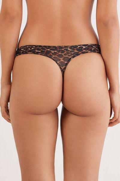 Brown Sensual Attitude Animal Print Thong, 5601_030K, medium