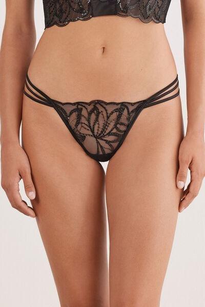 Black Dark Moon Girl Tulle Thong, Black, large image number 0