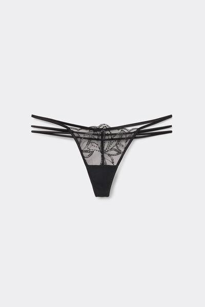Black Dark Moon Girl Tulle Thong, Black, large image number 2