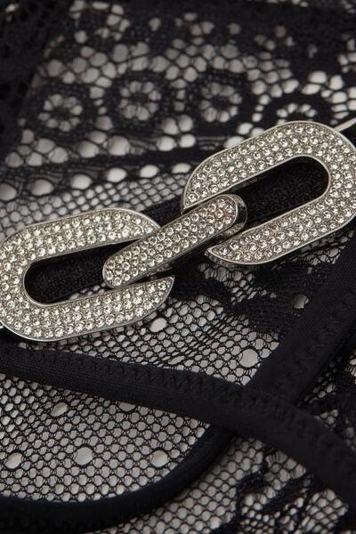 Black The Star Of The Show Side Straps Lace Thong, Black, large image number 4